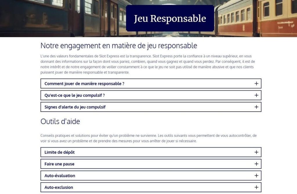 SlotExpress Casino jeu responsable